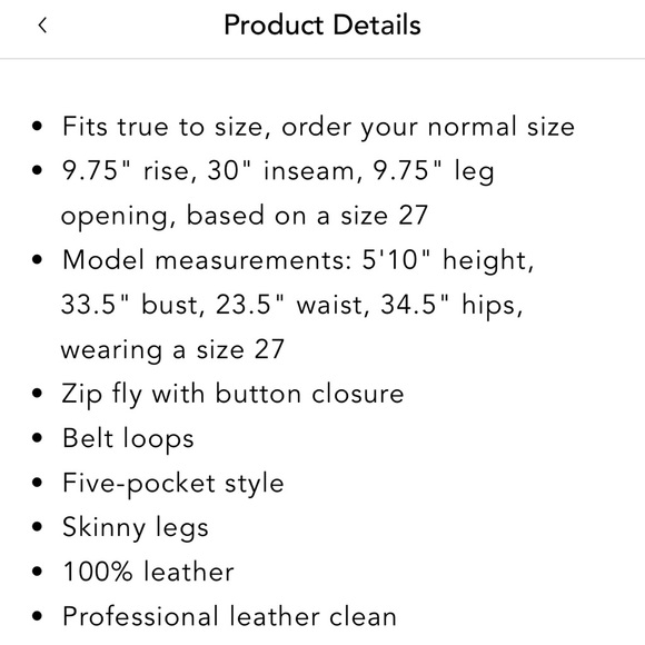 NWT J Brand skinny leather pants in brown size 27 - Picture 3 of 9